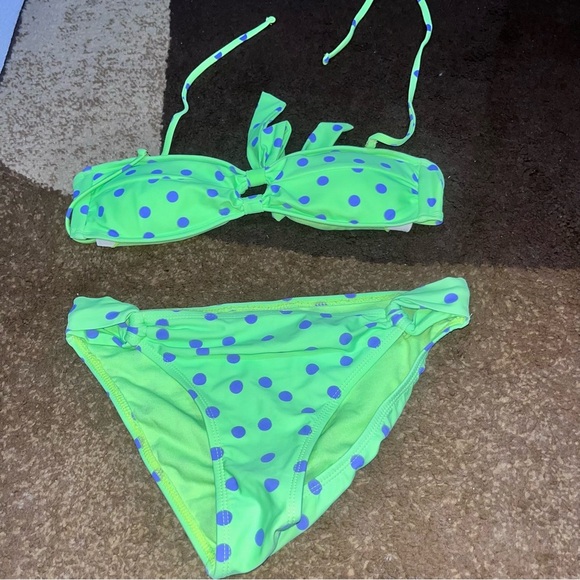 ARIZONA-Green Polka Dot Bikini Set - Picture 1 of 2